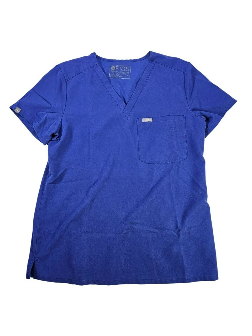 Figs Technical Collection V-Neck Short Sleeve Scrub Top Women's Size S Blue